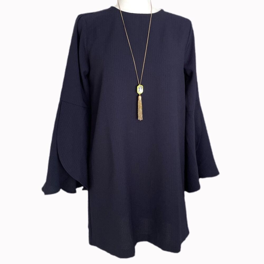 Halogen Navy Tulip Sleeve Mini Dress Sz S